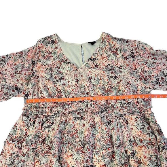 Torrid Plus Size 3X Floral Mini Tiered Dress Long Sleeve Boho Prairie Babydoll - Picture 4 of 4